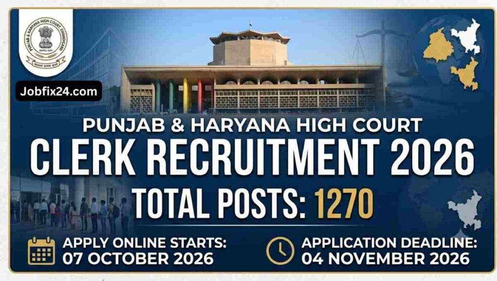 Punjab Haryana High Court Clerk Recruitment 2026